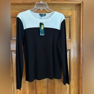 Lauren Ralph Lauren Black and White Long Sleeve Tee